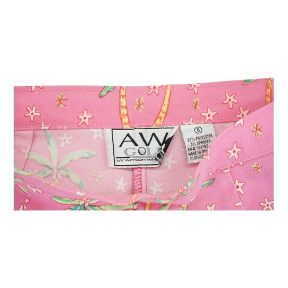 AW Golf by Allyson Whitmore Womens Golf Pants Capris Size 8 Pink Tropical Palms - Picture 4 of 6